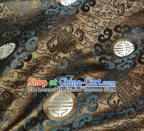 Asian Chinese Royal Pattern Design Bronze Brocade Mongolian Robe Fabric Traditional Satin Classical Drapery Silk Material
