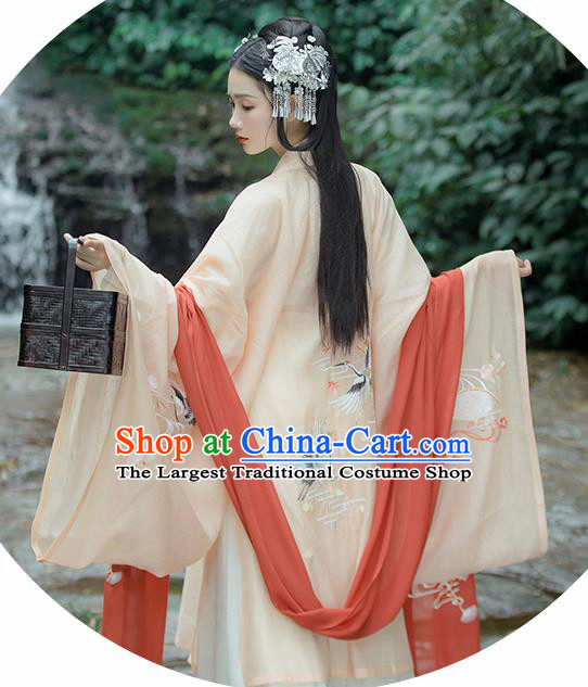 Traditional Chinese Ancient Embroidered Historical Costume Complete Set Tang Dynasty Court Princess Hanfu Dress for Women
