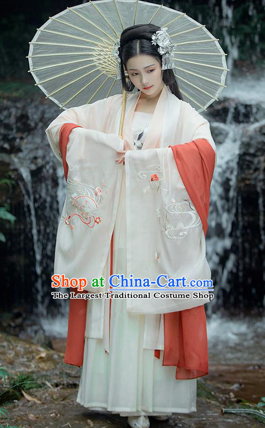 Traditional Chinese Ancient Embroidered Historical Costume Complete Set Tang Dynasty Court Princess Hanfu Dress for Women