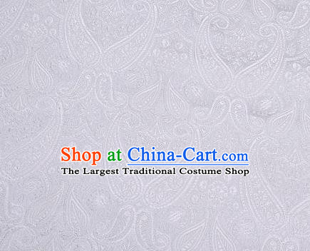 Asian Chinese Fabric Light Grey Satin Classical Loguat Pattern Design Brocade Traditional Drapery Silk Material