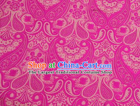 Asian Chinese Fabric Rosy Satin Classical Loguat Pattern Design Brocade Traditional Drapery Silk Material