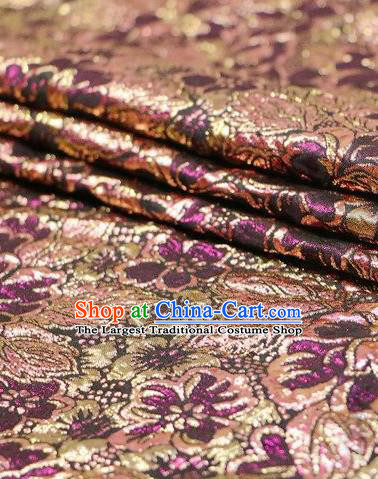 Asian Chinese Purple Satin Fabric Classical Pattern Design Brocade Traditional Drapery Silk Material