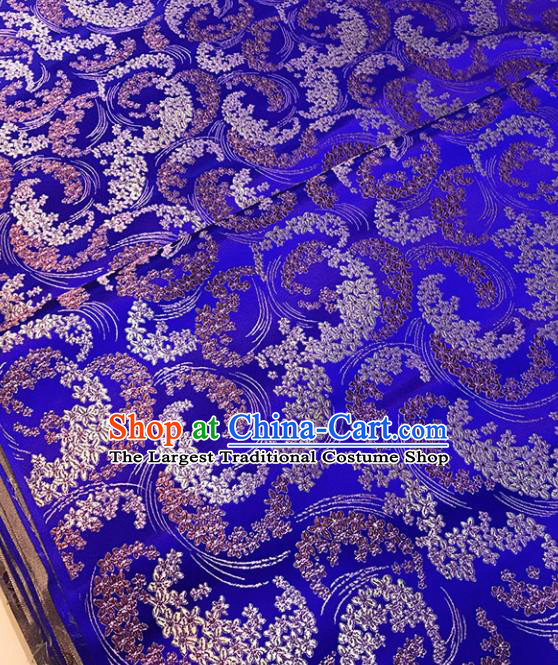 Chinese Tang Suit Royalblue Brocade Classical Wisteria Pattern Design Satin Fabric Asian Traditional Drapery Silk Material