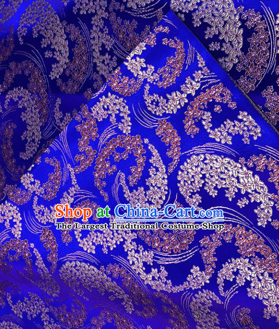 Chinese Tang Suit Royalblue Brocade Classical Wisteria Pattern Design Satin Fabric Asian Traditional Drapery Silk Material