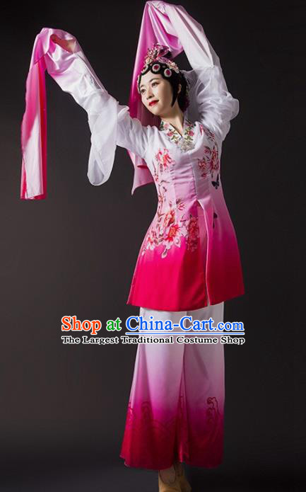 Chinese Traditional Dance Rosy Dress Classical Dance Water Sleeve Beijing Opera Costume for Women