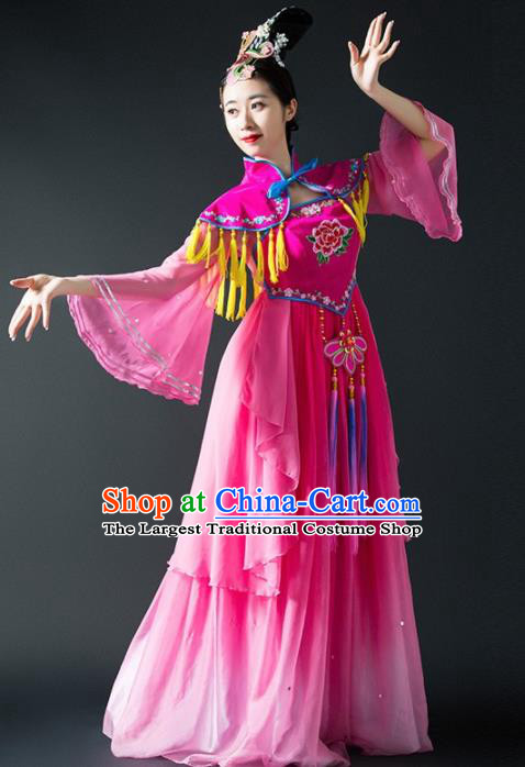 Chinese Traditional Dance Rosy Dress Classical Dance Stage Performance Costume for Women