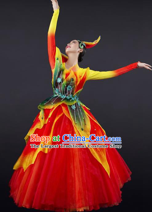 Chinese Spring Festival Gala Modern Dance Red Dress Opening Dance Stage Performance Costume for Women