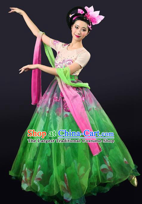 Chinese Spring Festival Gala Modern Dance Green Dress Opening Dance Stage Performance Costume for Women