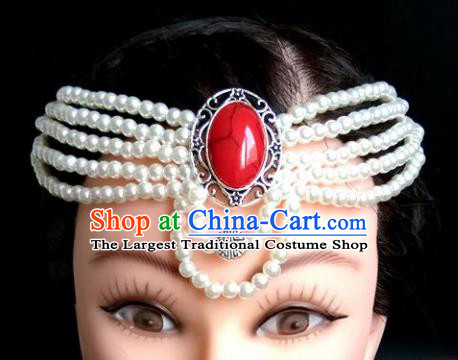 Chinese Traditional Mongol Nationality Hair Clasp Mongolian Ethnic Dance Headband Accessories for Women
