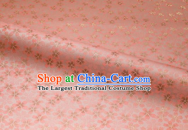Japanese Traditional Kimono Classical Sakura Pattern Pink Brocade Damask Asian Japan Nishijin Satin Drapery Silk Fabric