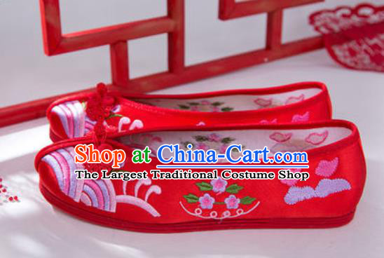 Chinese Traditional Opera Shoes Wedding Red Shoes Hanfu Princess Shoes Embroidered Shoes for Women
