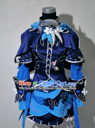 Top Grade Cosplay Fairy Witch Royalblue Costume Ancient Female Swordsman Dress for Women