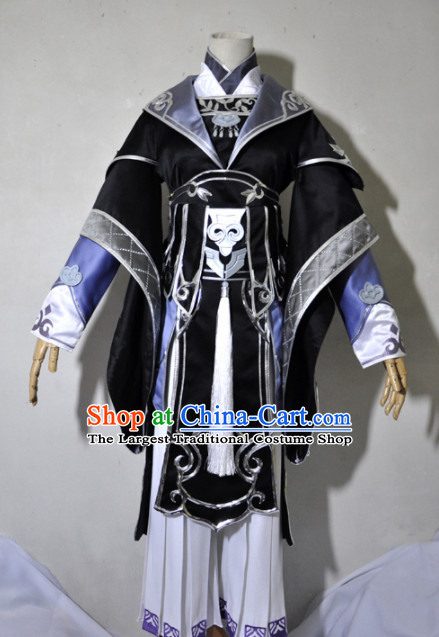 Chinese Traditional Cosplay Crown Prince Black Costume Ancient Swordsman Hanfu Clothing for Men