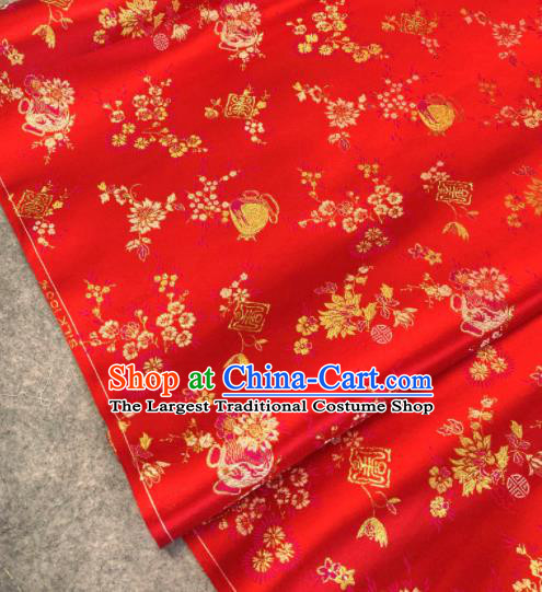 Traditional Chinese Red Silk Fabric Classical Pattern Design Brocade Fabric Asian Satin Material