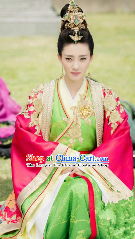 Drama The Legend of Deification Chinese Ancient Shang Dynasty Imperial Consort Su Daji Historical Costume and Headpiece Complete Set