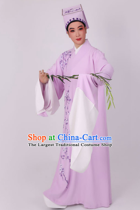 Chinese Traditional Beijing Opera Niche Costume Ancient Scholar Childe Lilac Robe for Men