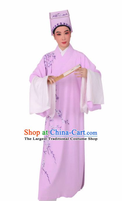 Chinese Traditional Beijing Opera Niche Costume Ancient Scholar Childe Lilac Robe for Men