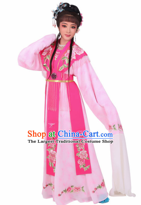Chinese Traditional Peking Opera Diva Costume Ancient Princess Embroidered Rosy Dress for Women