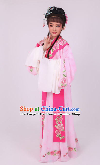 Chinese Traditional Peking Opera Diva Costume Ancient Princess Embroidered Rosy Dress for Women