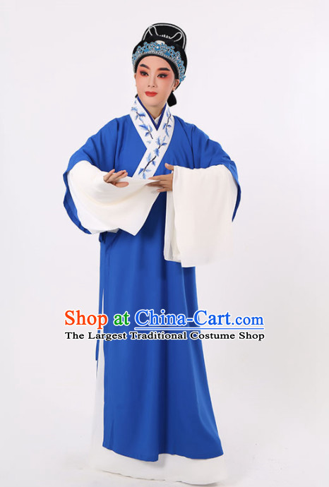Chinese Traditional Beijing Opera Niche Costume Ancient Scholar Childe Royalblue Robe for Men