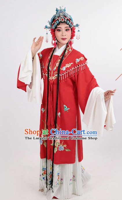 Chinese Traditional Peking Opera Actress Red Dress Ancient Imperial Consort Embroidered Costume for Women