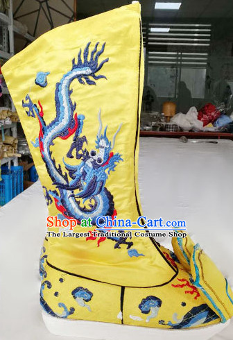 Chinese Traditional Beijing Opera Niche Embroidered Boots Ancient Emperor Shoes for Adults