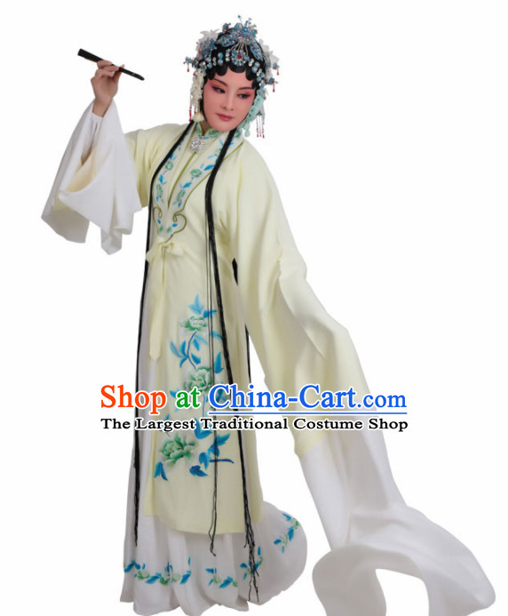 Chinese Traditional Peking Opera Actress Yellow Dress Ancient Court Lady Embroidered Costume for Women
