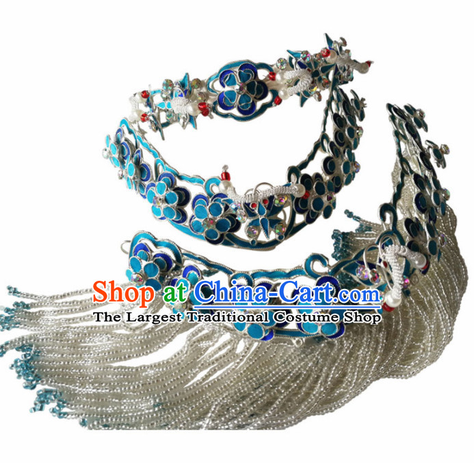 Chinese Ancient Queen Hairpins Traditional Beijing Opera Diva Hair Temples Accessories for Adults