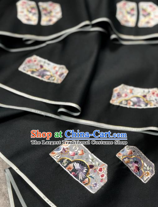 Traditional Chinese Satin Classical Embroidered Sakura Pattern Design Black Brocade Fabric Asian Silk Fabric Material