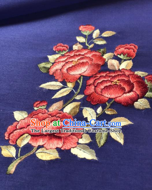 Traditional Chinese Satin Classical Embroidered Pattern Design Violet Brocade Fabric Asian Silk Fabric Material