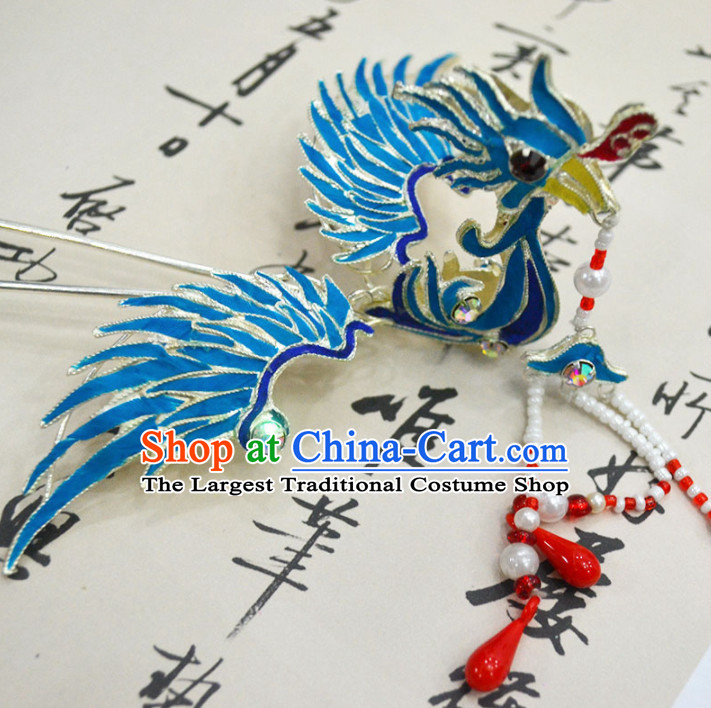 Chinese Ancient Princess Phoenix Tassel Hairpins Palace Hair Clip Traditional Beijing Opera Diva Court Hair Accessories for Adults