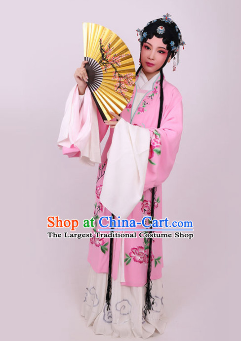 Chinese Traditional Peking Opera Diva Pink Dress Ancient Court Princess Embroidered Costume for Women