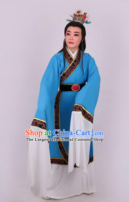 Chinese Traditional Beijing Opera Niche Jia Baoyu Blue Robe Ancient Scholar Nobility Childe Costume for Men