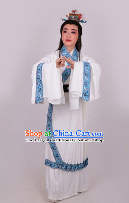 Chinese Traditional Beijing Opera Niche Jia Baoyu White Robe Ancient Scholar Nobility Childe Costume for Men