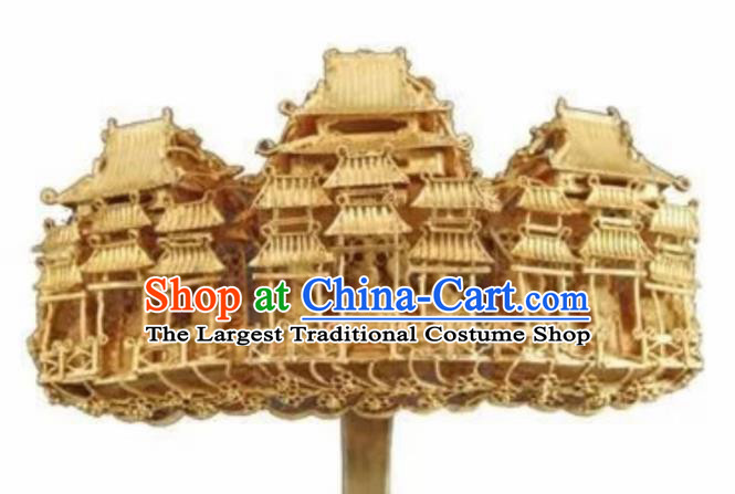 Chinese Ancient Princess Hairpins Palace Golden Hair Crown Traditional Hanfu Hair Accessories for Women