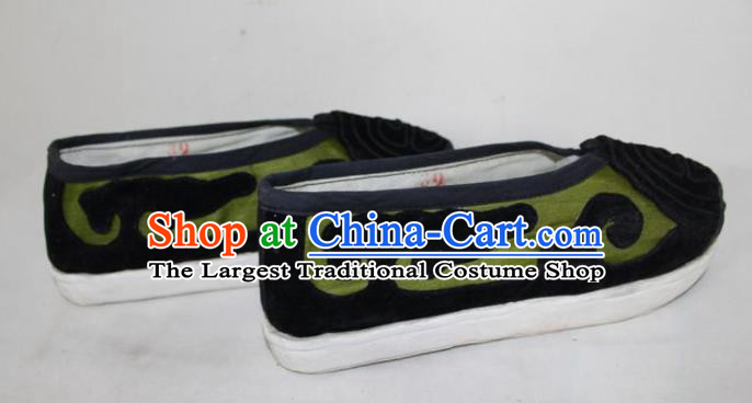 Chinese Ancient Landlord Green Cloth Shoes Traditional Beijing Opera Old Male Shoes for Men
