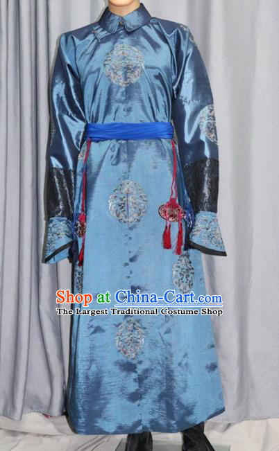 Chinese Traditional Drama Costume Ancient Qing Dynasty Manchu Eunuch Clothing for Men