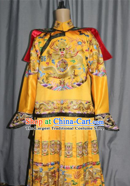Chinese Traditional Drama Costume Ancient Qing Dynasty Emperor Embroidered Dragon Robe for Men
