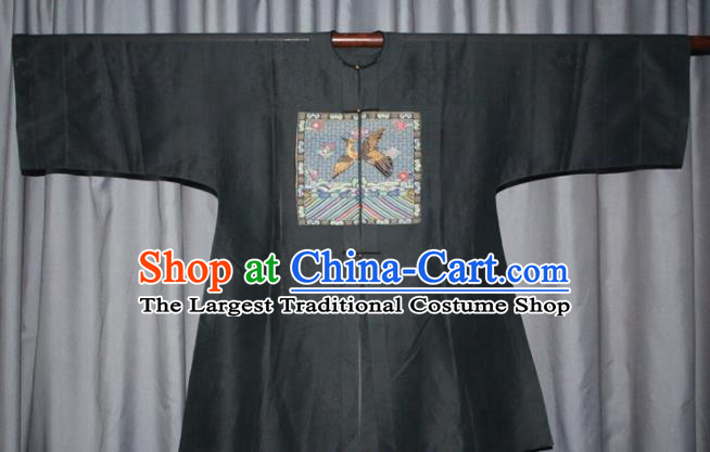 Chinese Traditional Drama Manchu Costume Ancient Qing Dynasty Minister Black Robe for Men