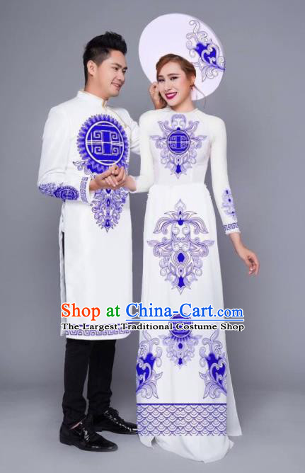 Asian Vietnam Traditional Wedding Costumes Vietnamese National