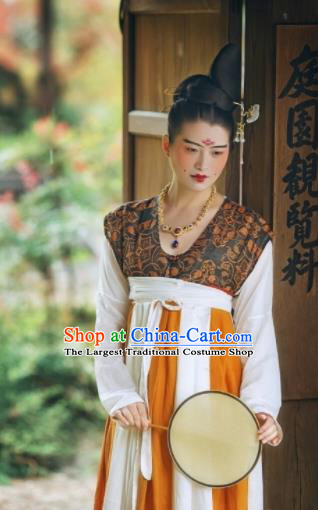 Chinese Ancient Early Tang Dynasty Court Replica Costume Traditional Imperial Consort Hanfu Dress for Women