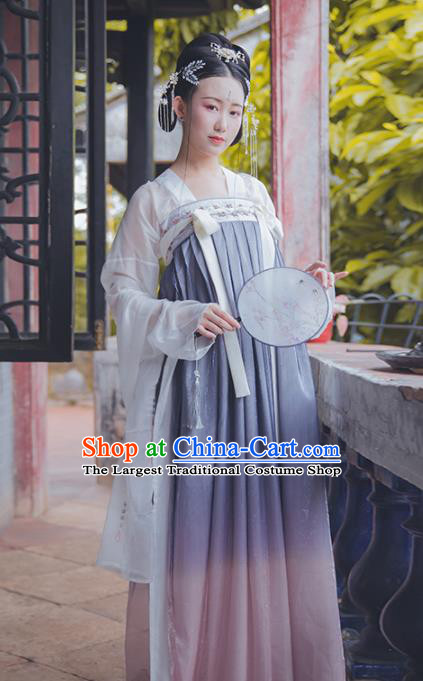 Asian Chinese Tang Dynasty Court Maid Replica Costume Traditional Ancient Princess Dance Hanfu Dress for Women