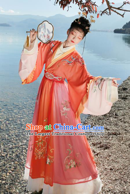 Ancient Chinese Palace Lady Hanfu Dress Traditional Jin Dynasty Court Embroidered Replica Costume for Women