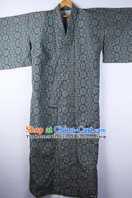 Asian Japanese Ceremony Clothing Classical Pattern Navy Kimono Traditional Japan National Yukata Costume for Men