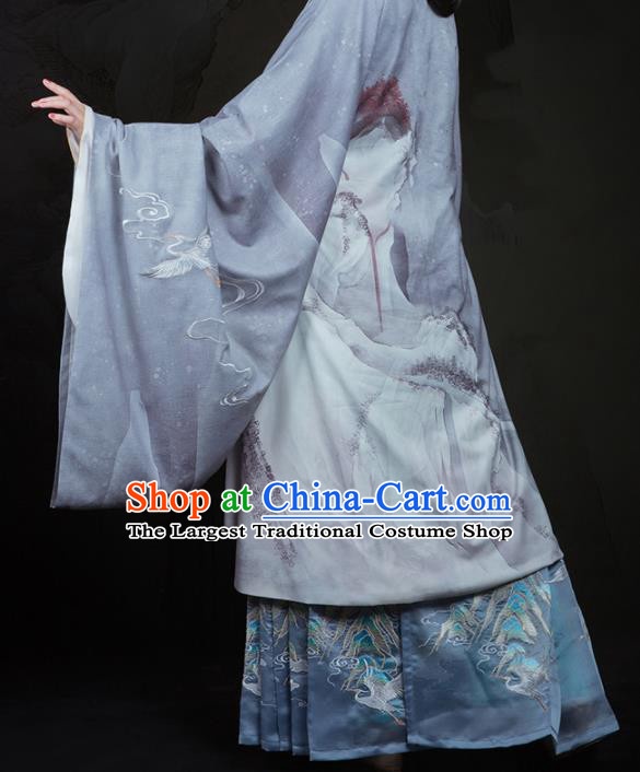 Chinese Ancient Ming Dynasty Nobility Dowager Hanfu Dress Traditional Court Countess Embroidered Replica Costume for Women