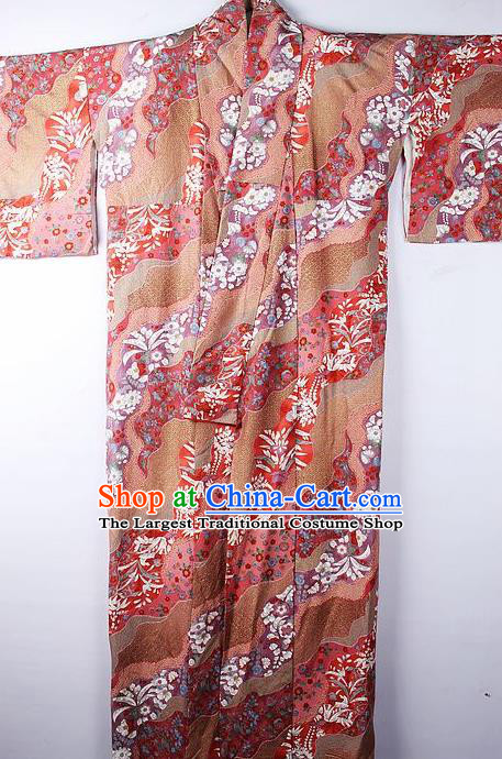 Asian Japanese Ceremony Clothing Classical Flow Sakura Pattern Kimono Traditional Japan National Yukata Costume for Men