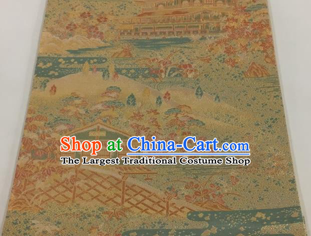 Japanese Traditional Classical Maple Leaf Pattern Golden Waistband Kimono Brocade Accessories Asian Japan Yukata Belt for Women
