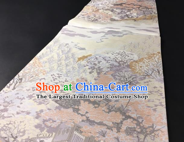 Japanese Traditional Classical Cherry Blossom Pattern Waistband Kimono Brocade Accessories Asian Japan Yukata Belt for Women
