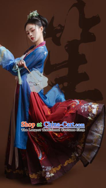 Chinese Traditional Song Dynasty Young Lady Hanfu Dress Ancient Court Princess Replica Costume for Women