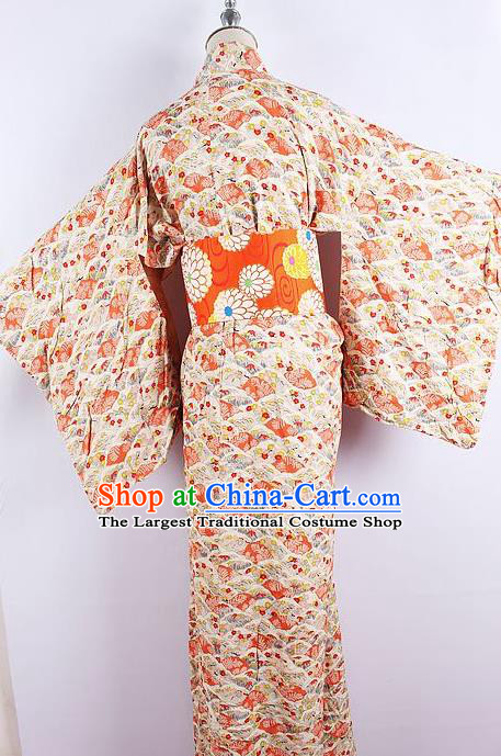 Asian Japanese Ceremony Printing Kimono Dress Traditional Japan Yukata Costume for Women
